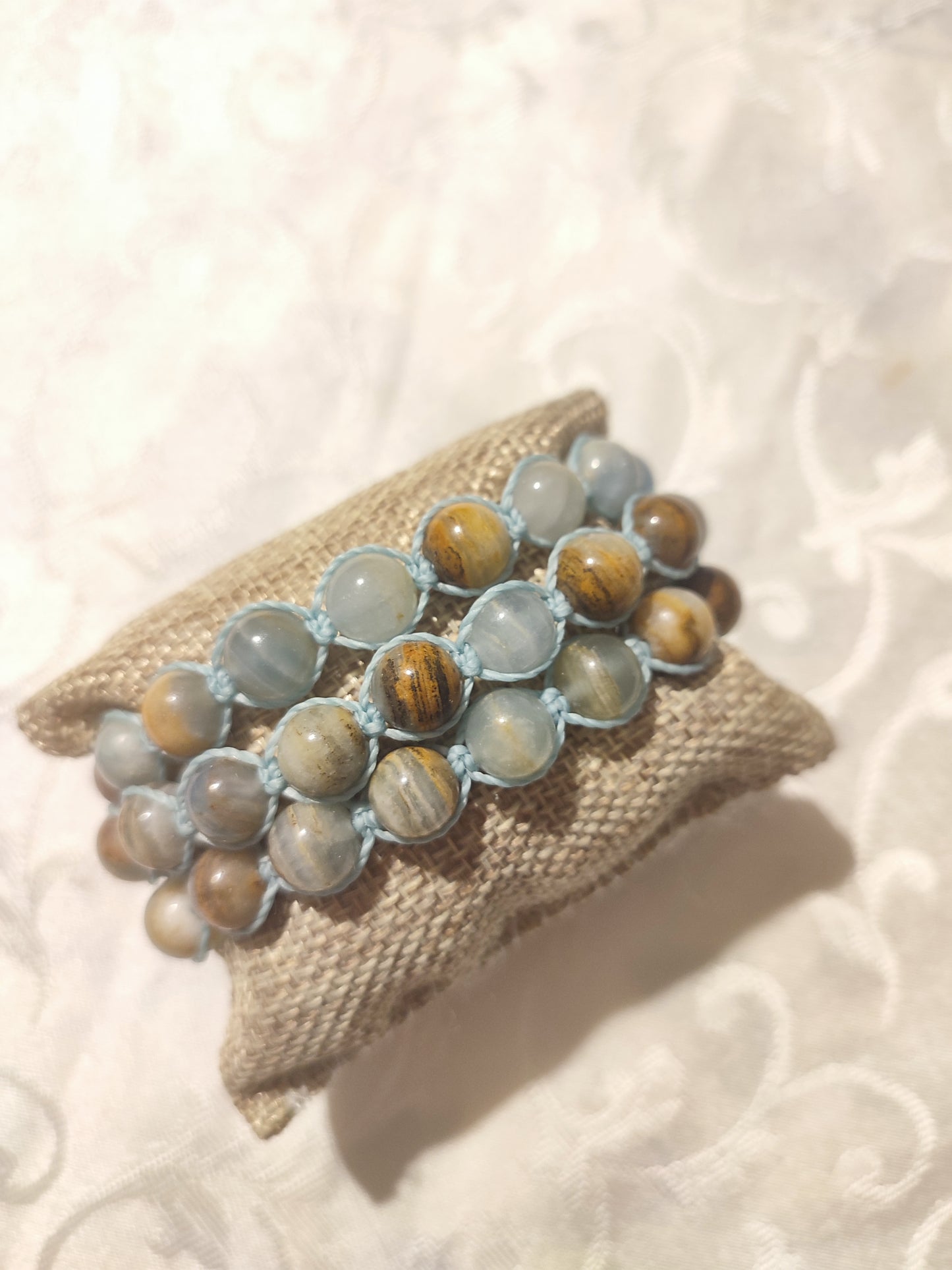 BRACCIALE TIBETANO CALCITE CARAIBICA